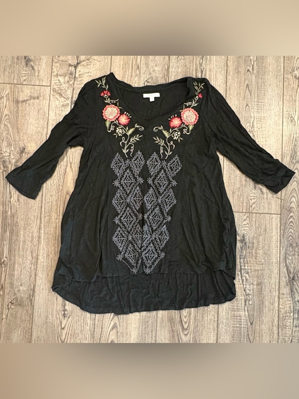 Caite oversized embroidered boho comfy shirt top tunic - Picture 1 of 2
